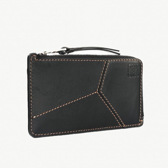 Loewe Puzzle Stitch Black Smooth Calf Leather L Coin Card Holder - Picture 2 of 10